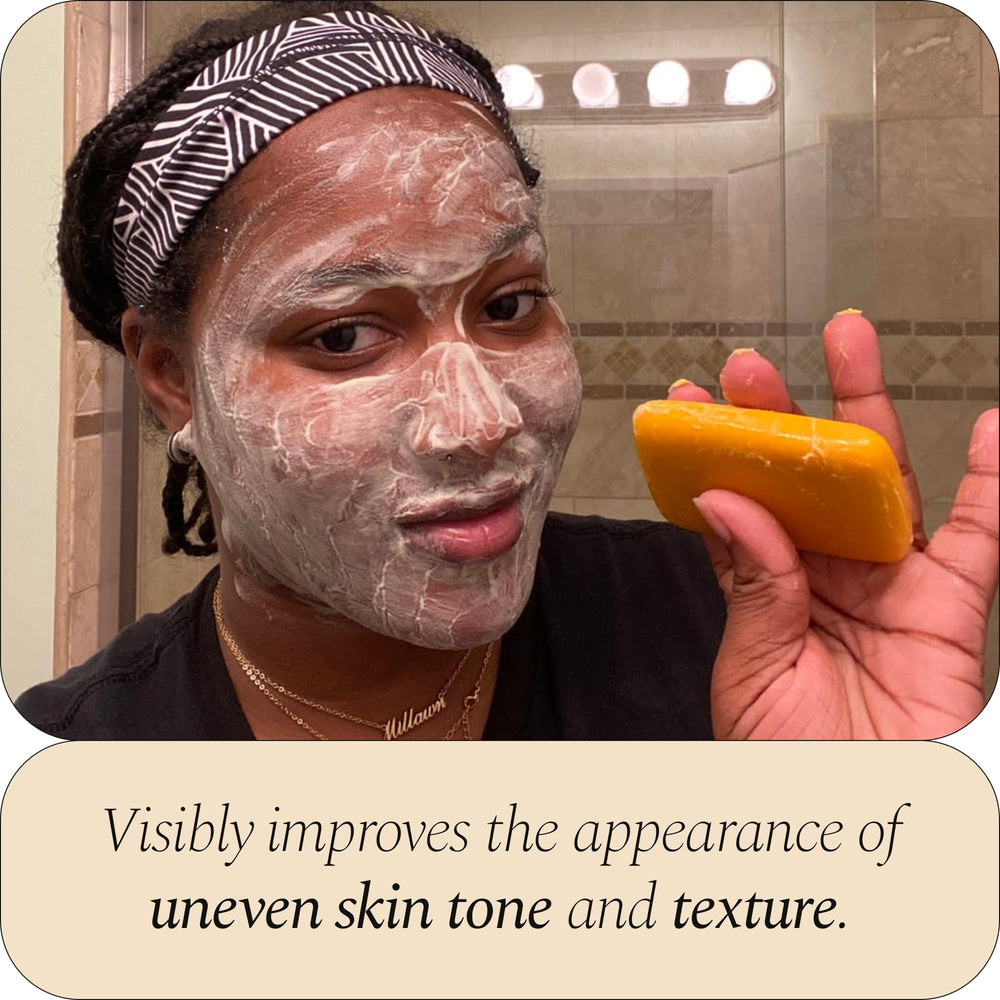 Glo Melanin turmeric soap vegan sulfate-free label closeup