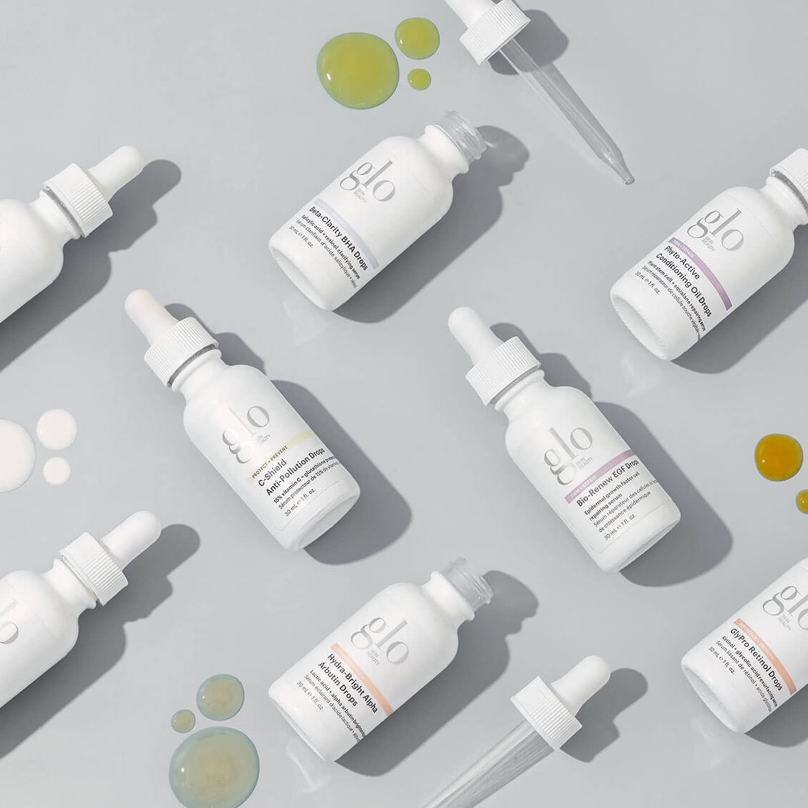Glo Skin Beauty Beta-Clarity Drops after-application glow.