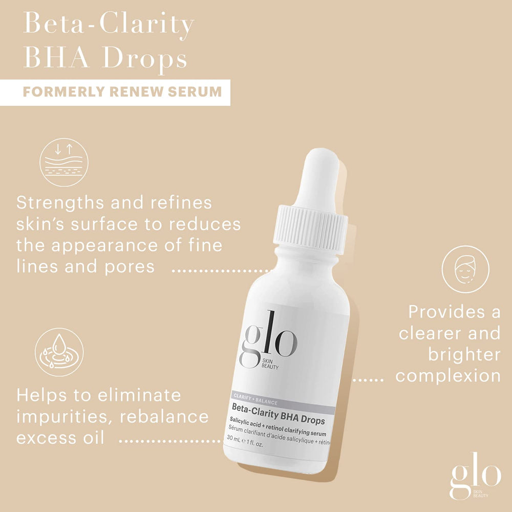 Glo Skin Beauty Beta-Clarity Drops serum swirl for smooth texture.