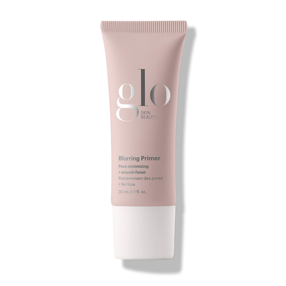 Glo Skin Beauty Blurring Primer with Ceramides bottle shows pore-minimizing prep for smoother makeup.