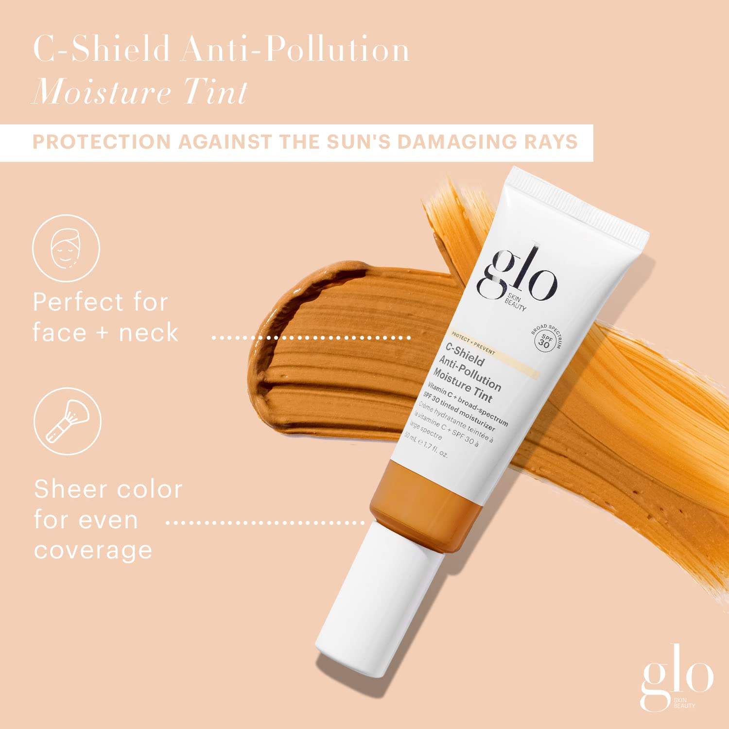 Glo Skin Beauty C-Shield mineral pigments create a natural dewy finish.