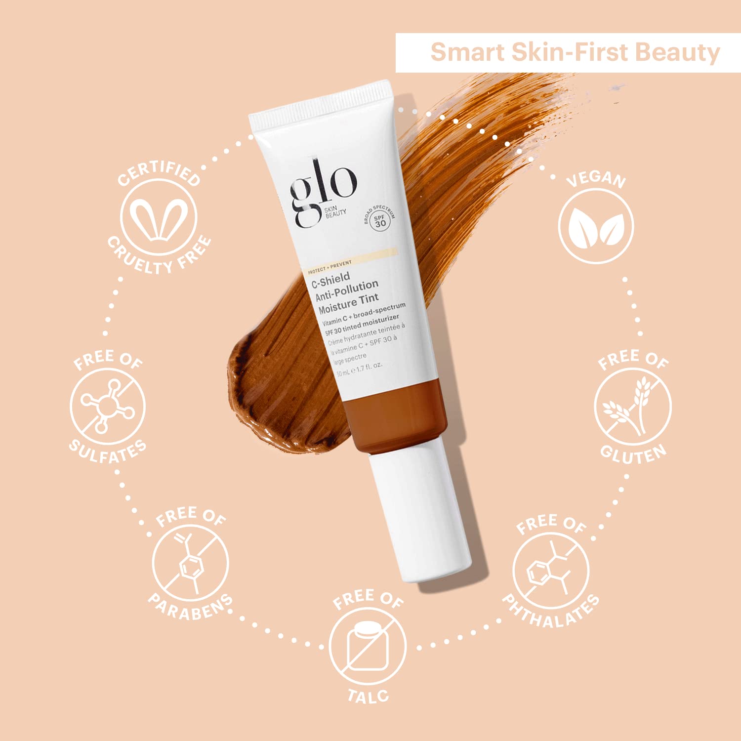 Glo Skin Beauty C-Shield Moisture Tint shade 10W Dark swatch.