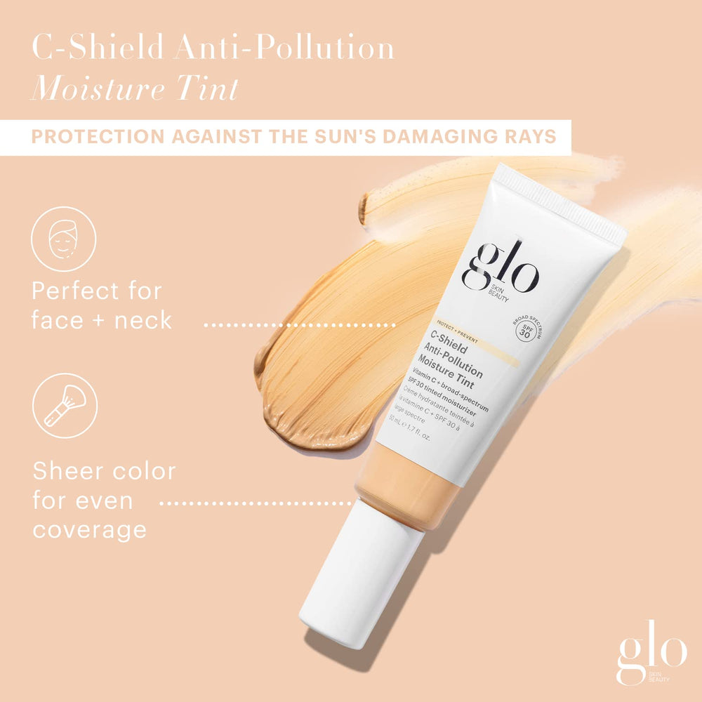 Glo Skin Beauty C-Shield shade swatches display natural, sheer coverage.