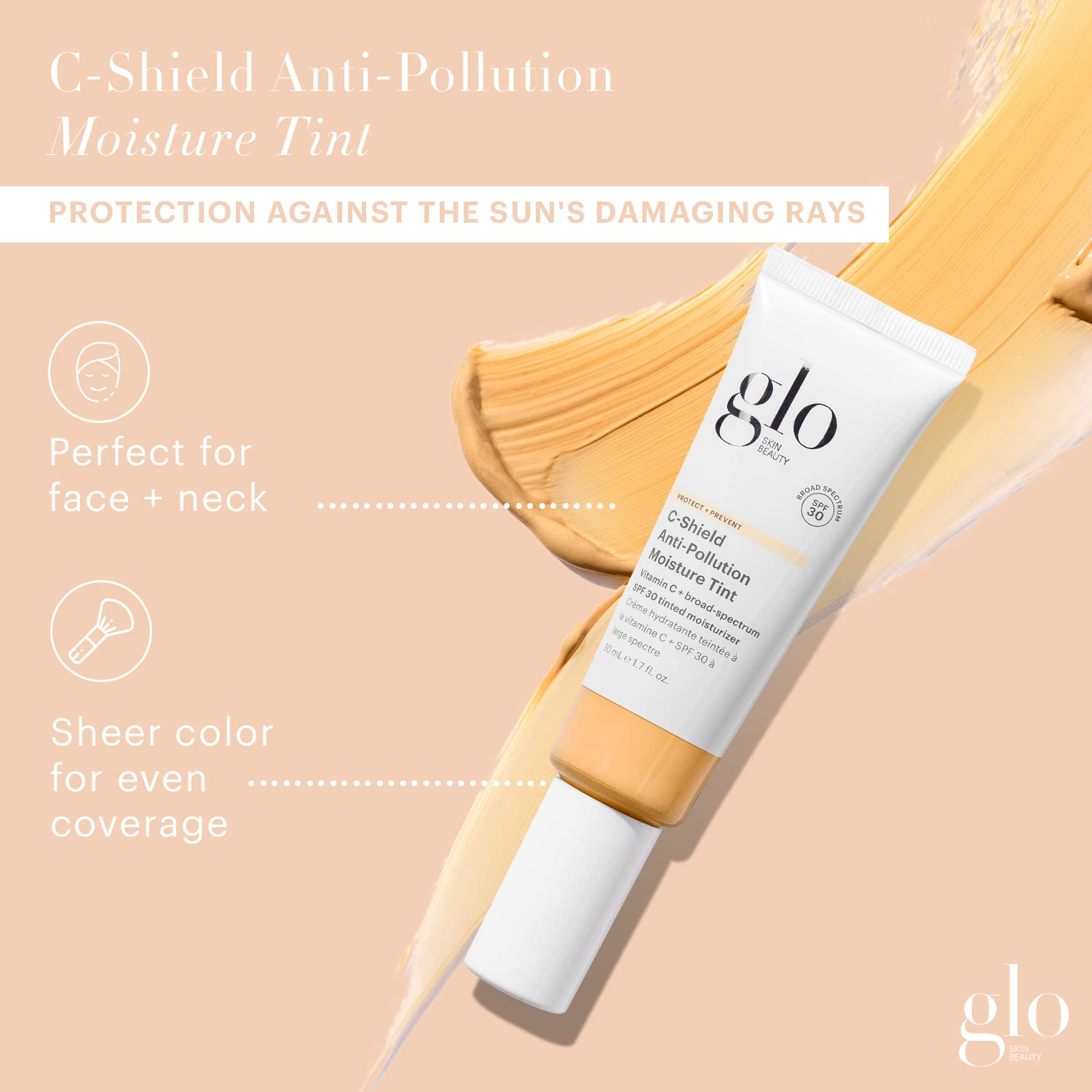 Glo Skin Beauty C-Shield Moisture Tint lightweight texture on fingertips.