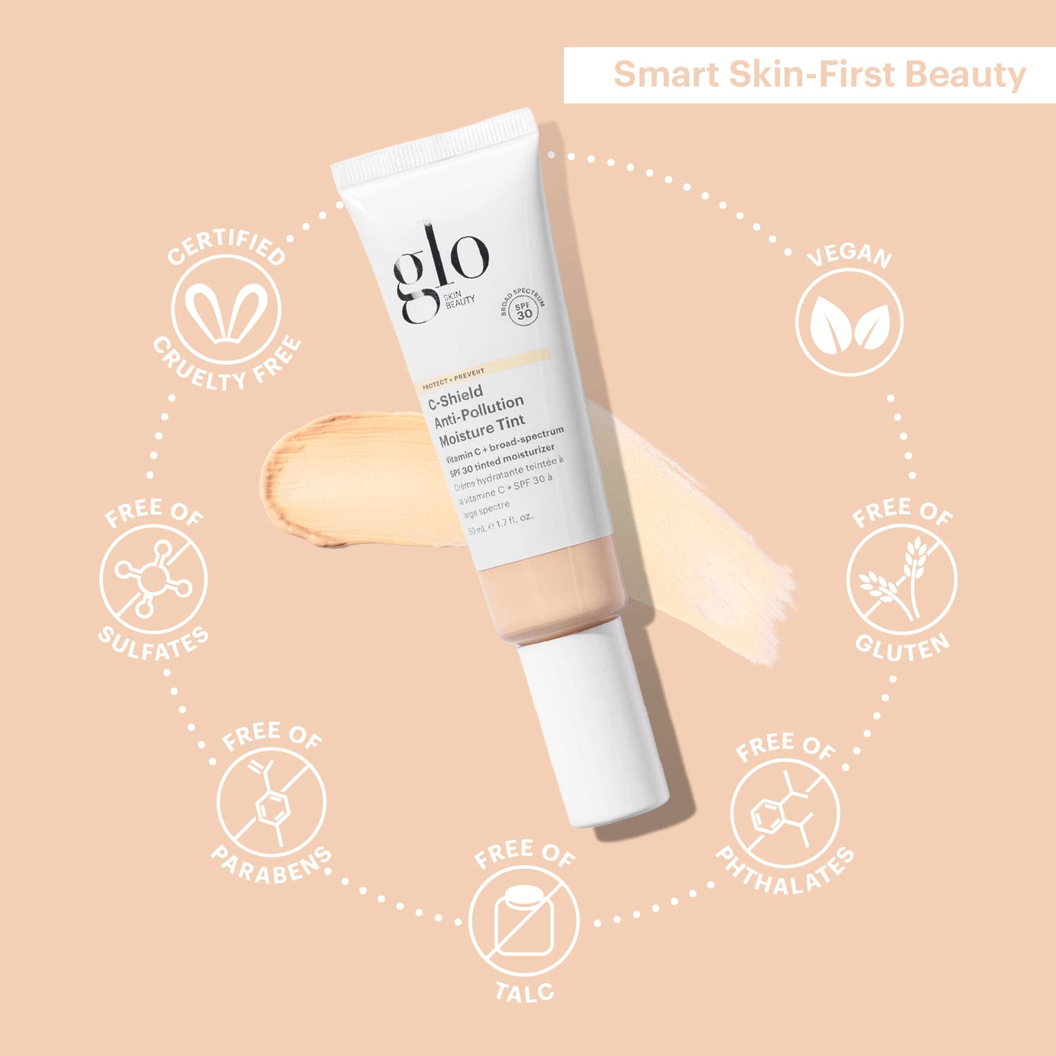 Glo Skin Beauty C-Shield packaging box highlights reef-safe mineral protection message.