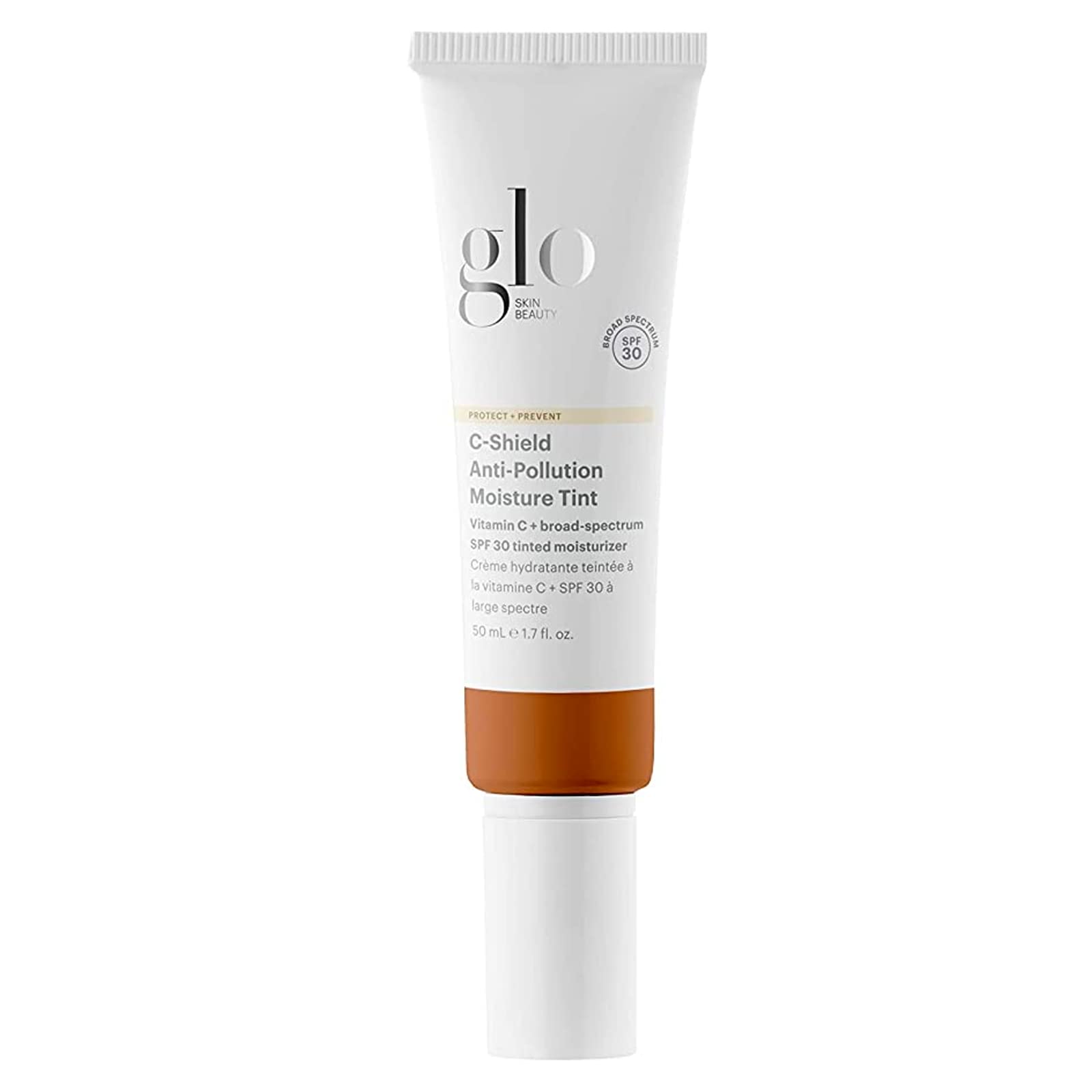 Glo Skin Beauty C-Shield tinted moisturizer bottle with SPF 30 for even tone