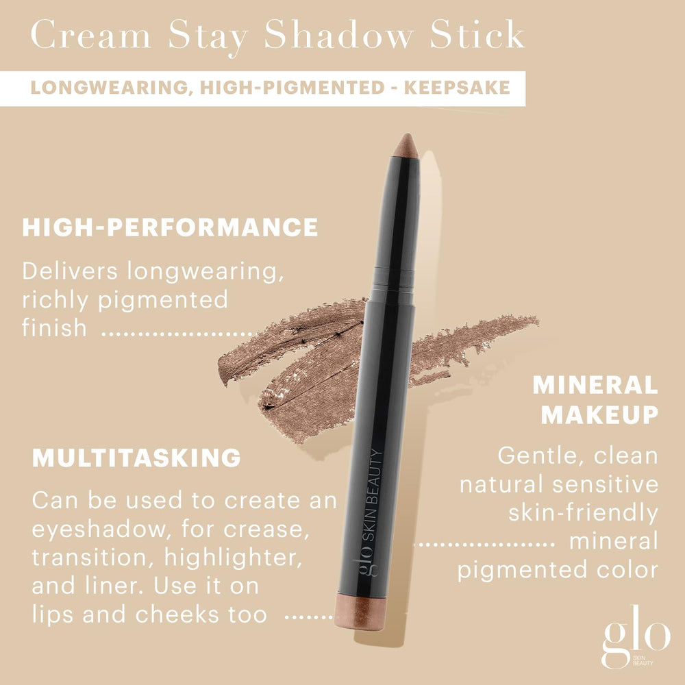 Glo Skin Beauty Beam champagne shimmer shadow stick ready for long wear.