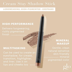 Glo Skin Beauty Beam champagne shimmer shadow stick ready for long wear.