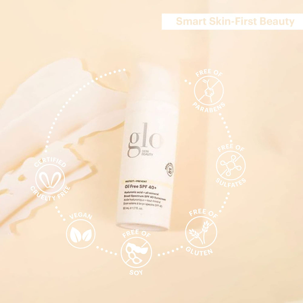 Glo Skin Beauty oil-free sunscreen on skin with invisible finish