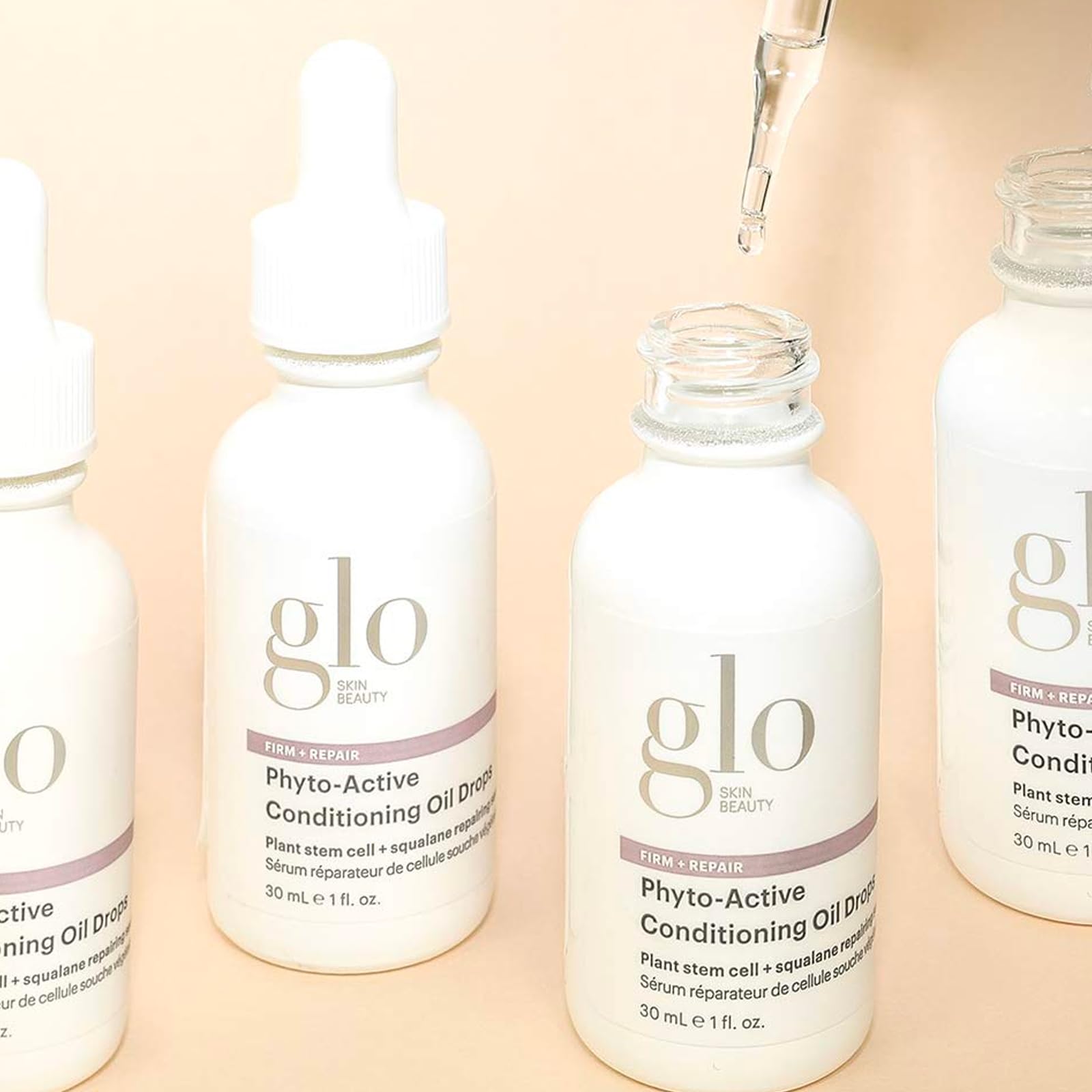 Glo Skin Beauty Phyto-Active Conditioning Oil Drops vanity shot supports daily self-care.