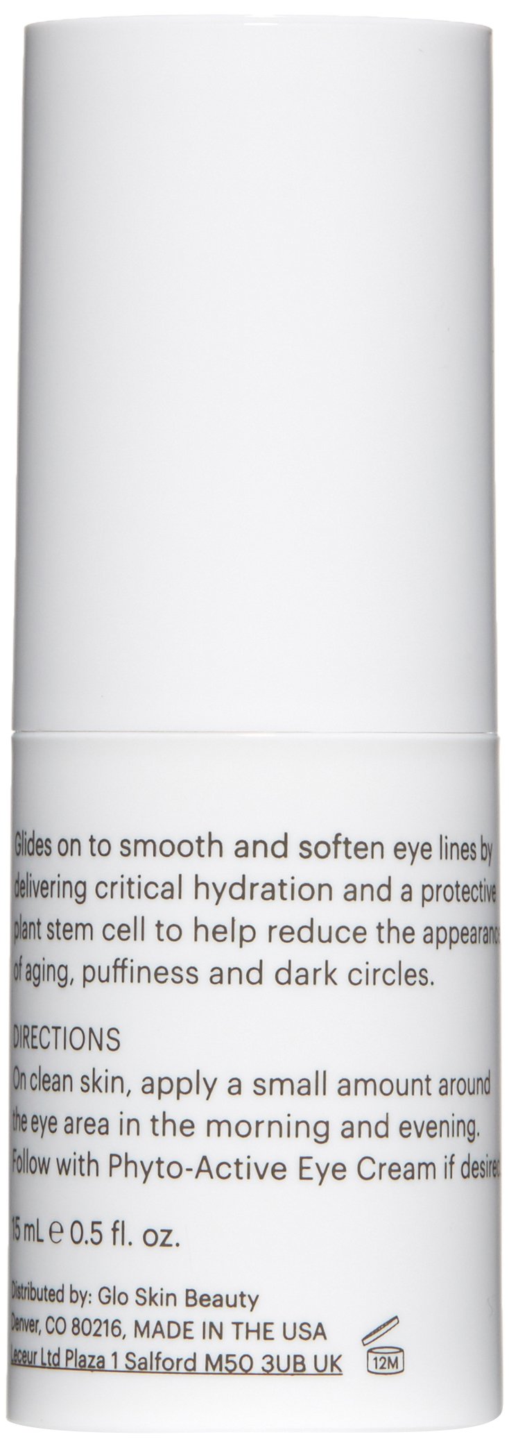 Glo Skin Beauty Phyto-Active Eye Serum packaging box on a clean vanity