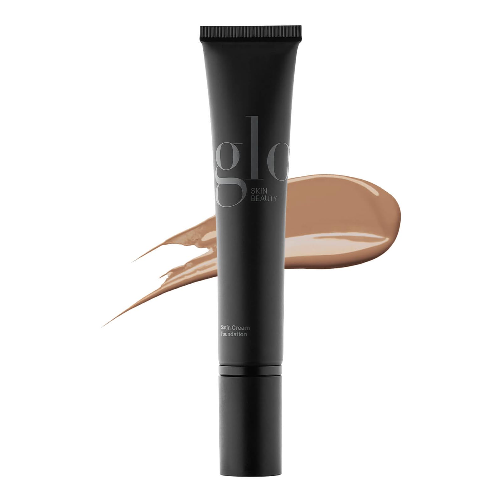 Glo Skin Beauty Satin Cream Foundation Honey bottle shows buildable coverage and semi-matte finish.