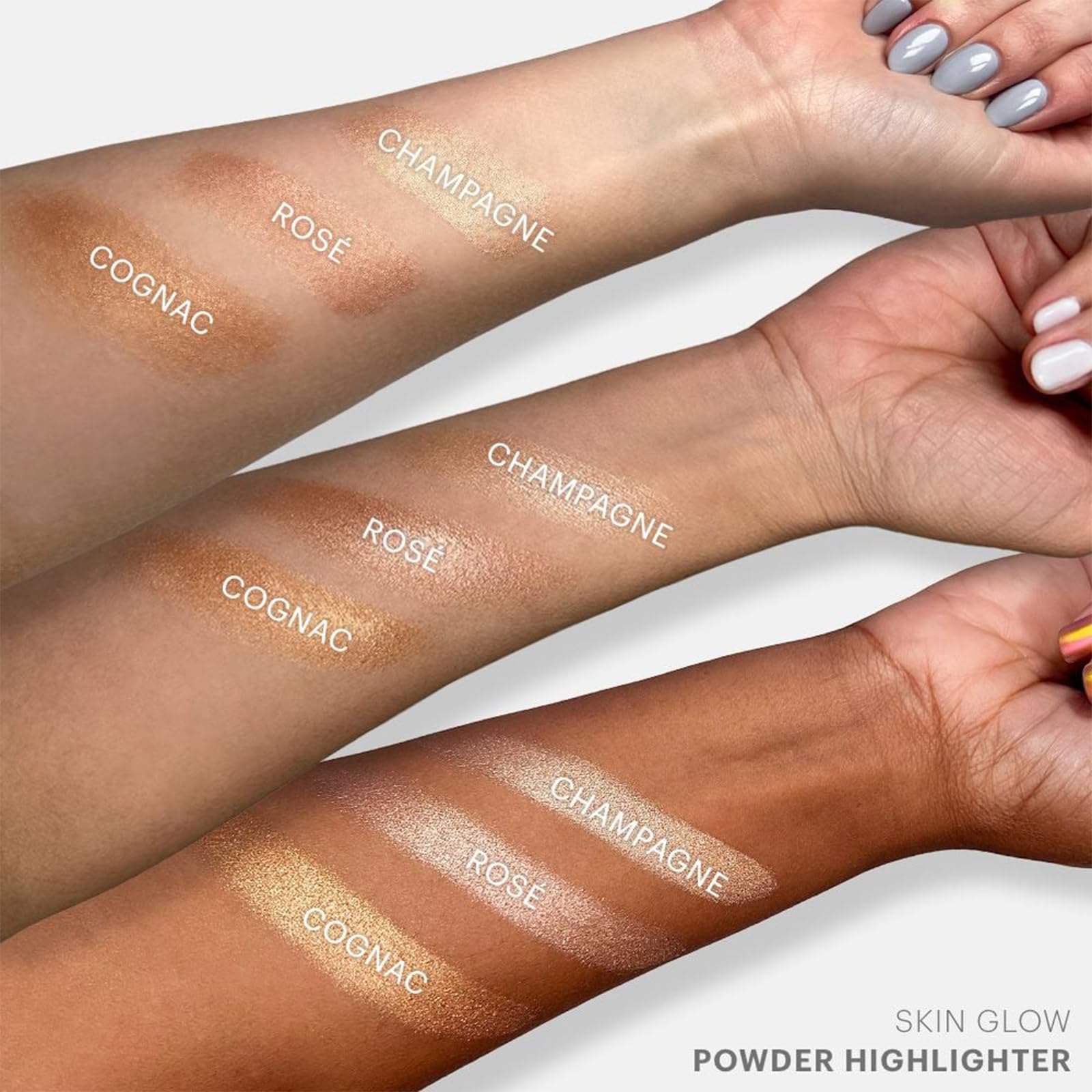 Glo Skin Beauty Skin Glow Powder Highlighter packaging highlights vitamin C and niacinamide ingredients.