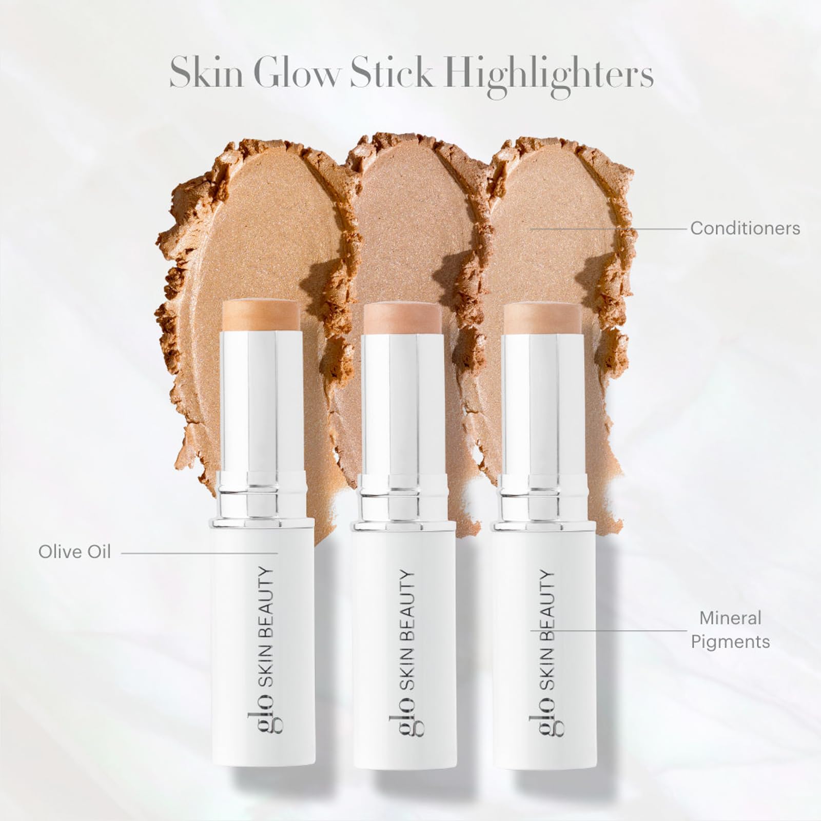 Glo Skin Beauty Skin Glow Stick used on cheekbones for lasting glow.