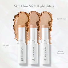 Glo Skin Beauty Skin Glow Stick used on cheekbones for lasting glow.