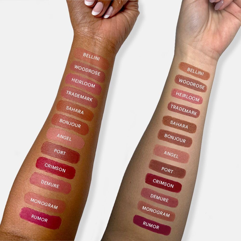 Glo Skin Beauty Suede Matte Lip Crayon application stroke demonstrates smooth color laydown.