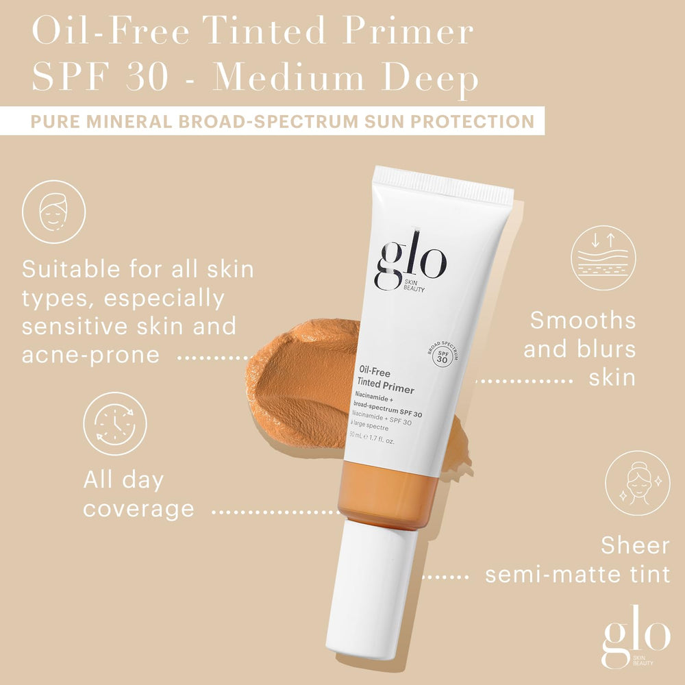 Glo Skin Beauty tinted primer swirl texture showing sheer coverage.