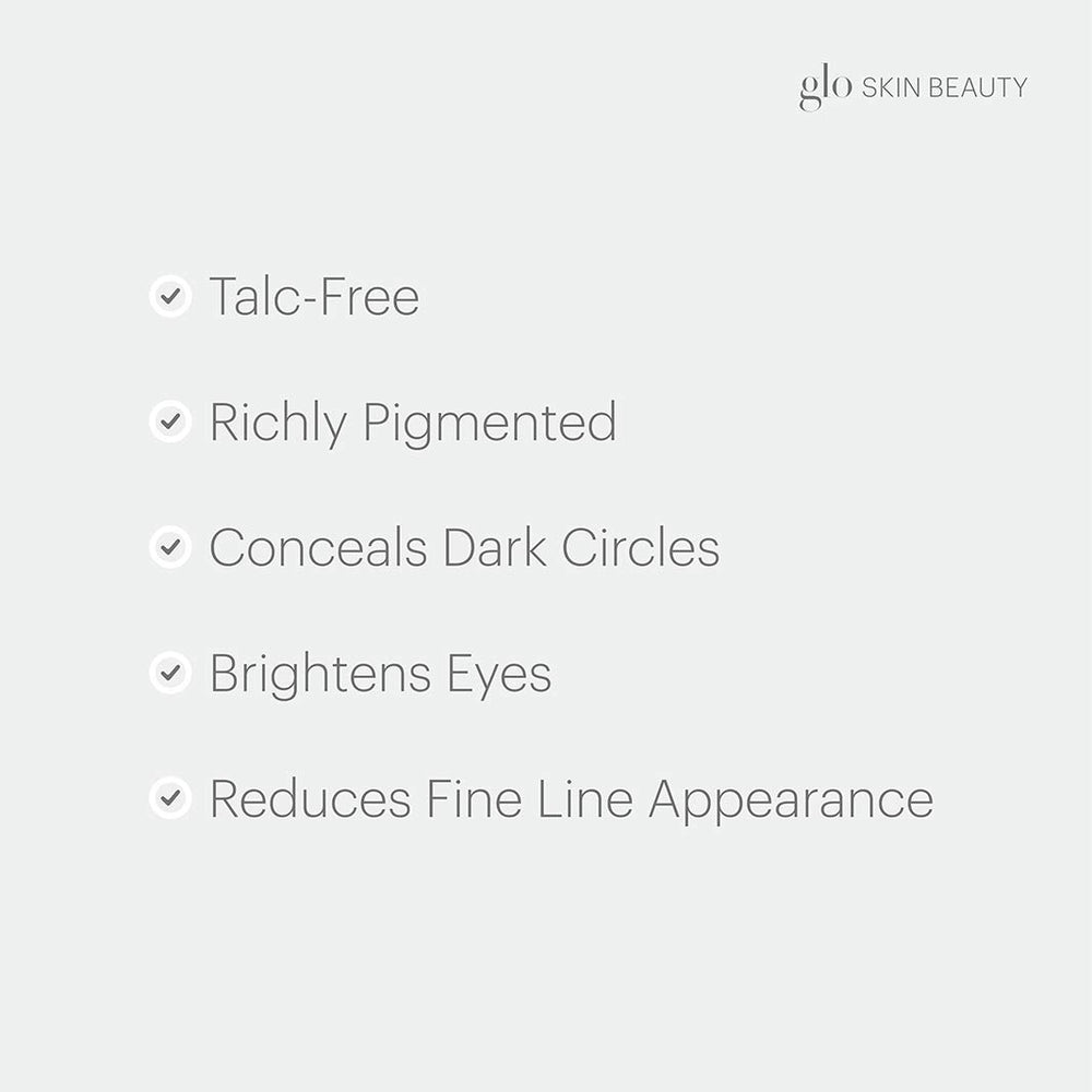 Glo Skin Beauty Under Eye Concealer Duo coverage swirl shows a smooth, crease-free finish.
