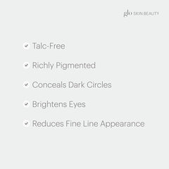 Glo Skin Beauty Under Eye Concealer Duo coverage swirl shows a smooth, crease-free finish.