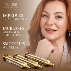 GLO24K 24k gold particles close-up texture for radiant skin