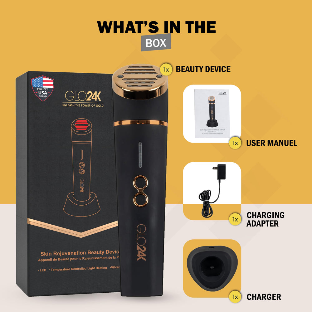 GLO24K 3-in-1 massager focused on facial massage.