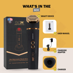 GLO24K 3-in-1 massager focused on facial massage.