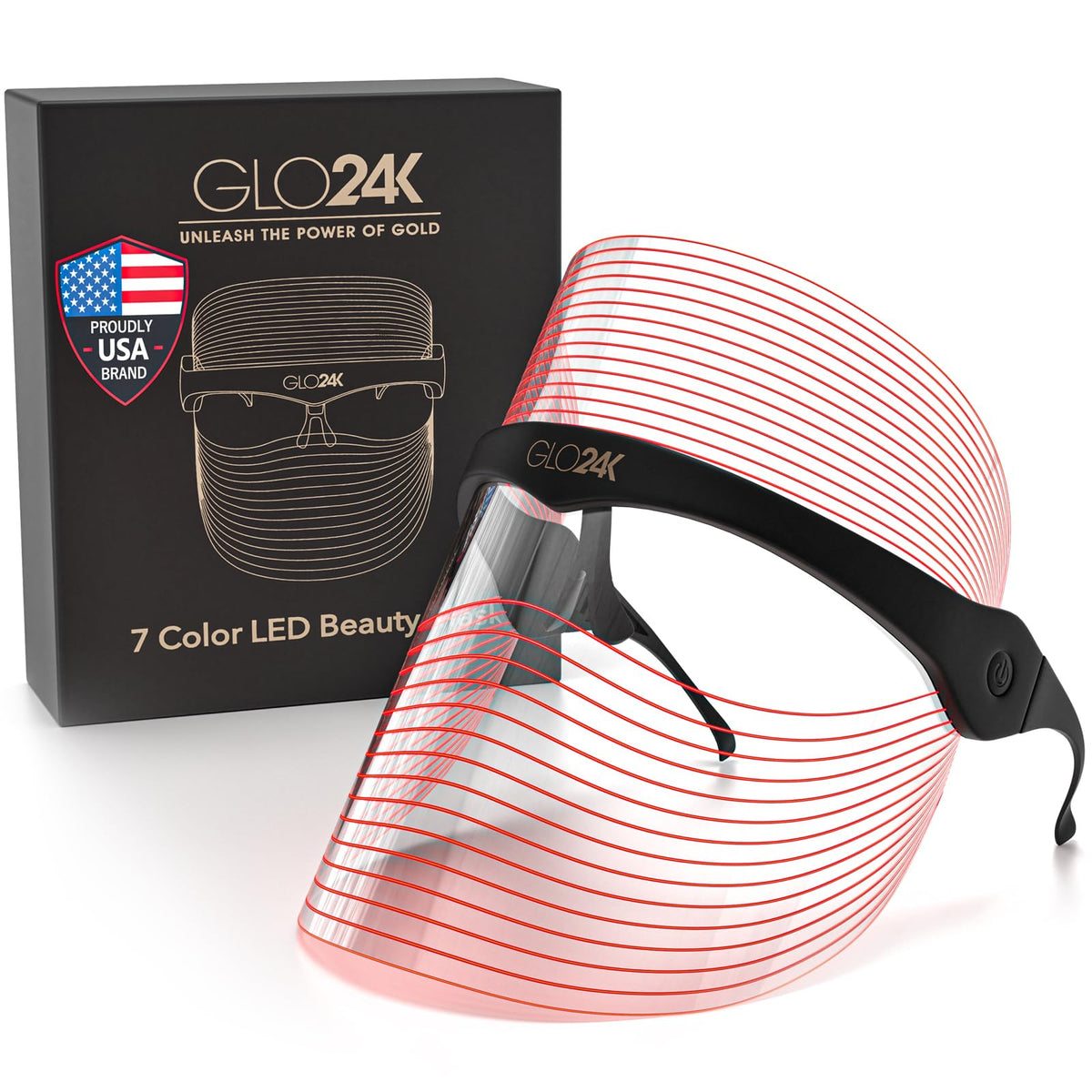 GLO24K 7-color LED mask close-up for radiant skin
