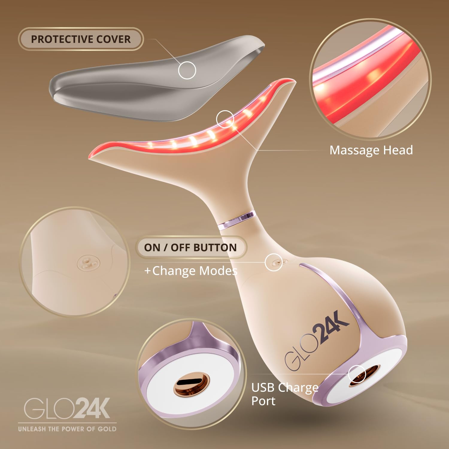 GLO24K at home spa setup with device and skincare routine