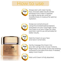GLO24K hyaluronic acid ingredient illustration signals plump, comfortable hydration.