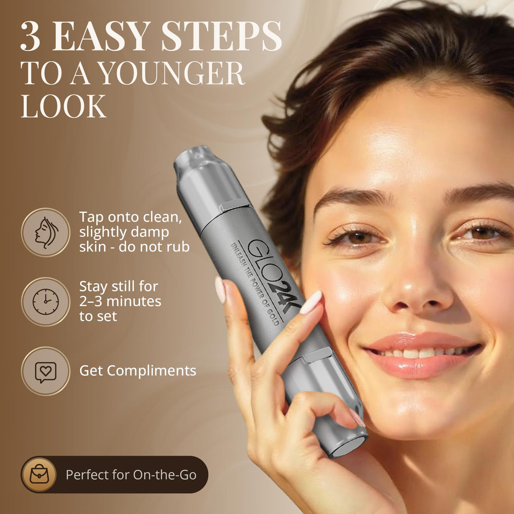 GLO24K hyaluronic acid swirl indicating hydration and plumpness