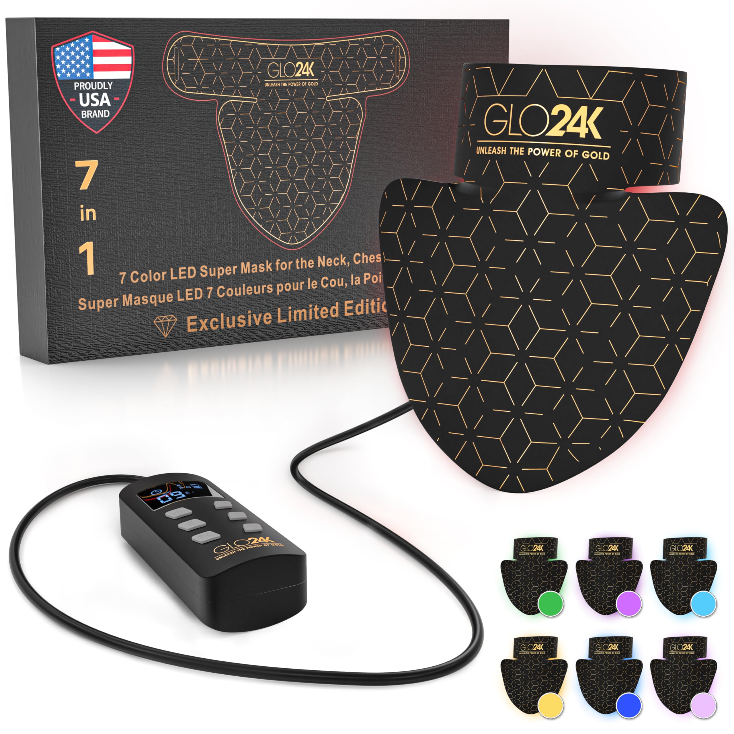 GLO24K red light neck mask delivers targeted therapy for smoother neck skin and décolleté.