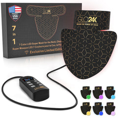 GLO24K red light neck mask delivers targeted therapy for smoother neck skin and décolleté.