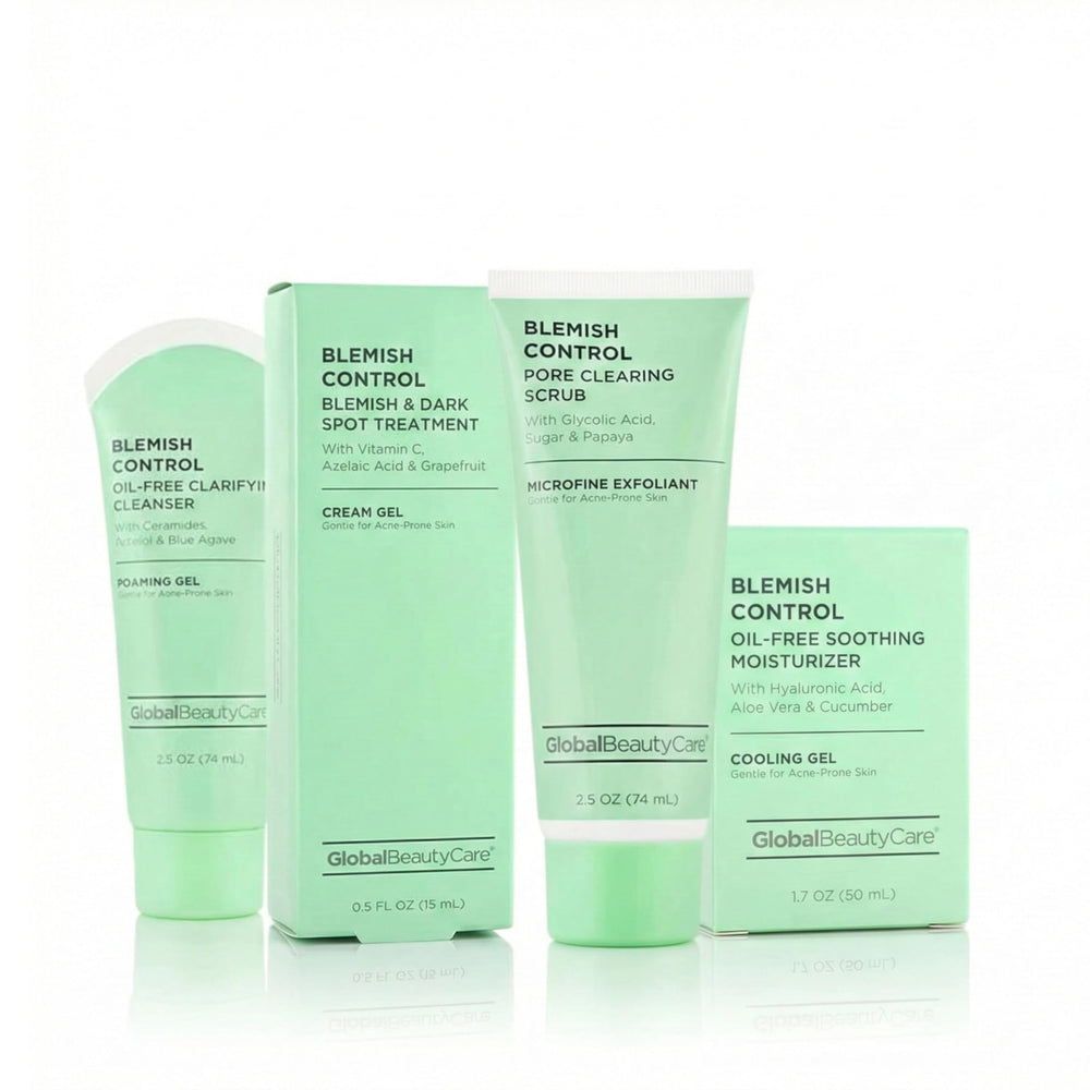 Global Beauty Care Blemish Kit cleanser pour shows a refreshing cleanse for clearer pores.