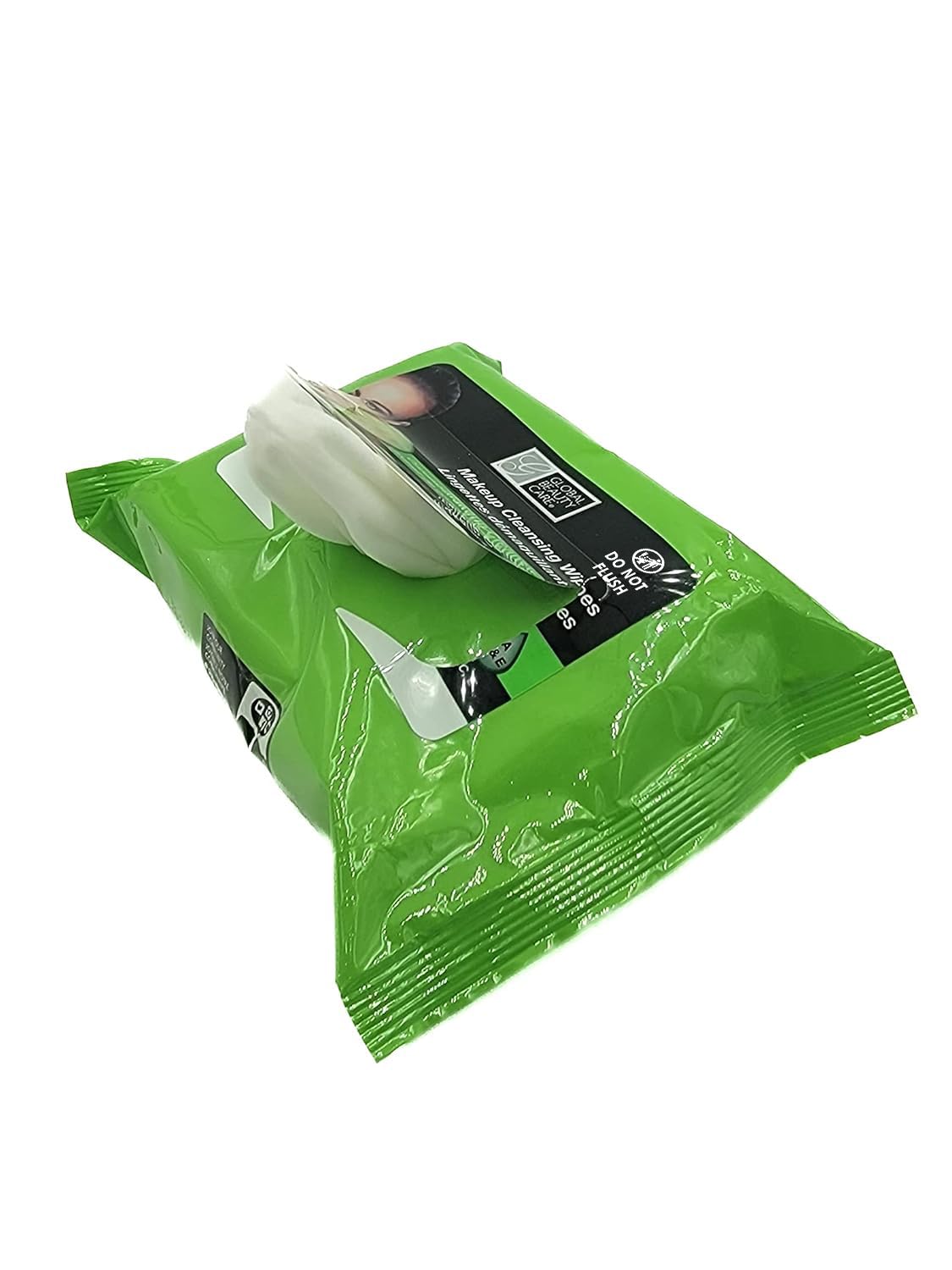 Global Beauty Care resealable pack keeps wipes moist.