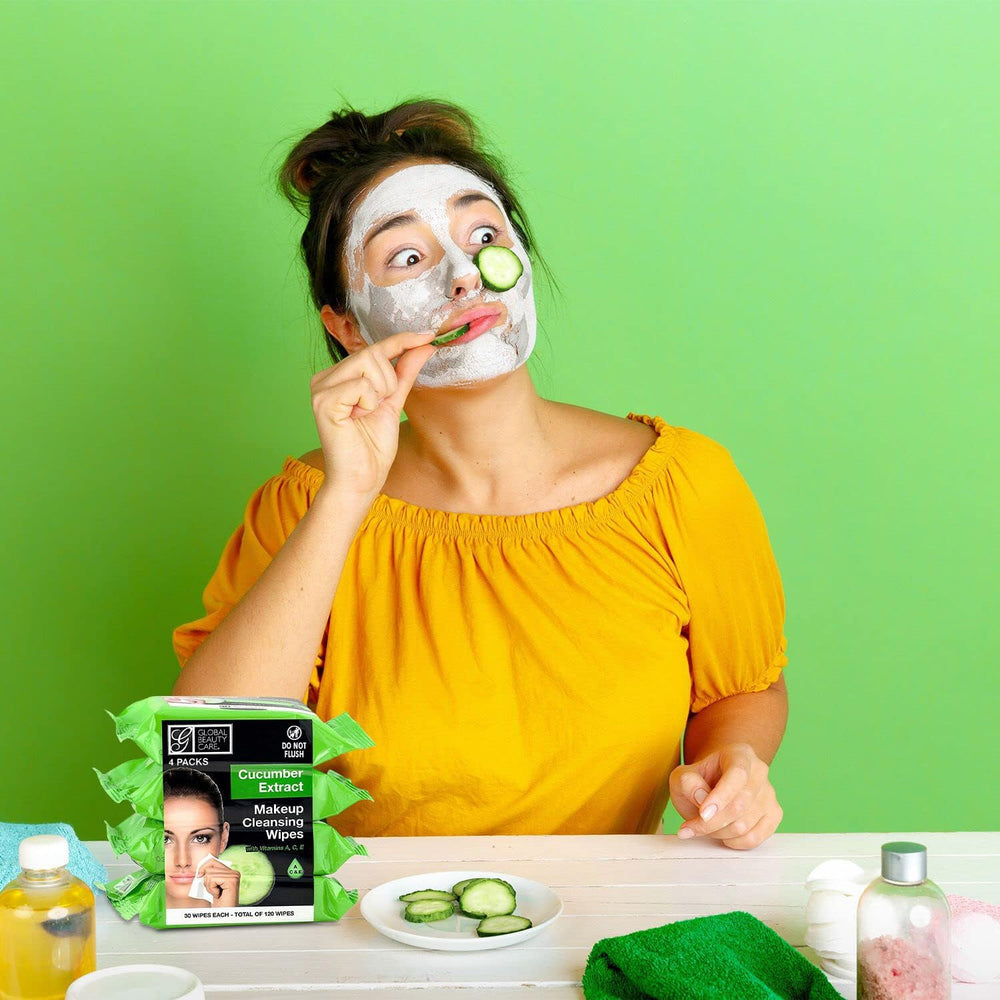 Global Beauty Care travel-friendly wipes in gym bag scene.