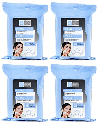 Global Beauty Care Retinol Cleansing Wipes with a soft cloth texture for gentle cleansing.