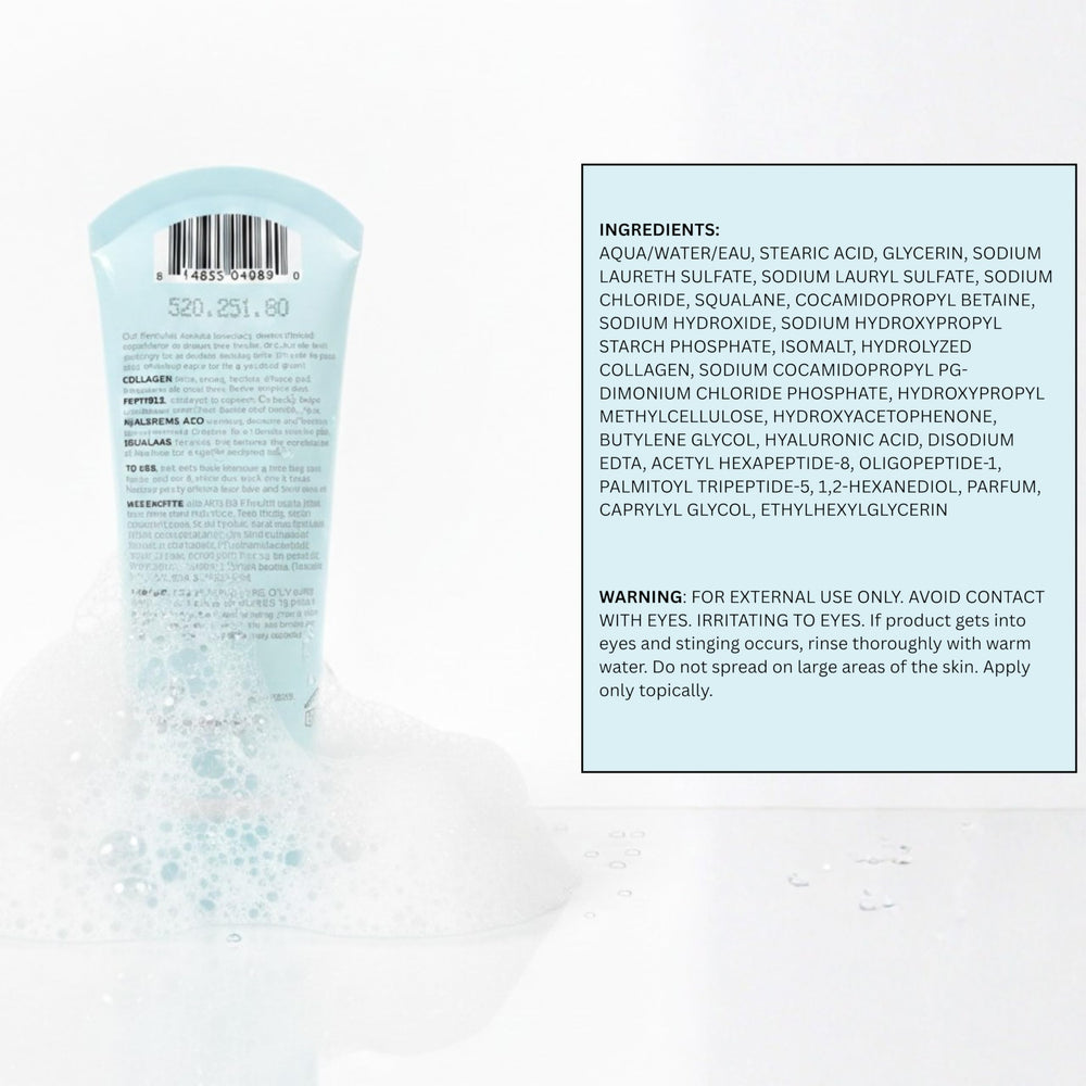 Hands applying Global Beauty Care Smooth & Lift cleanser in a morning routine