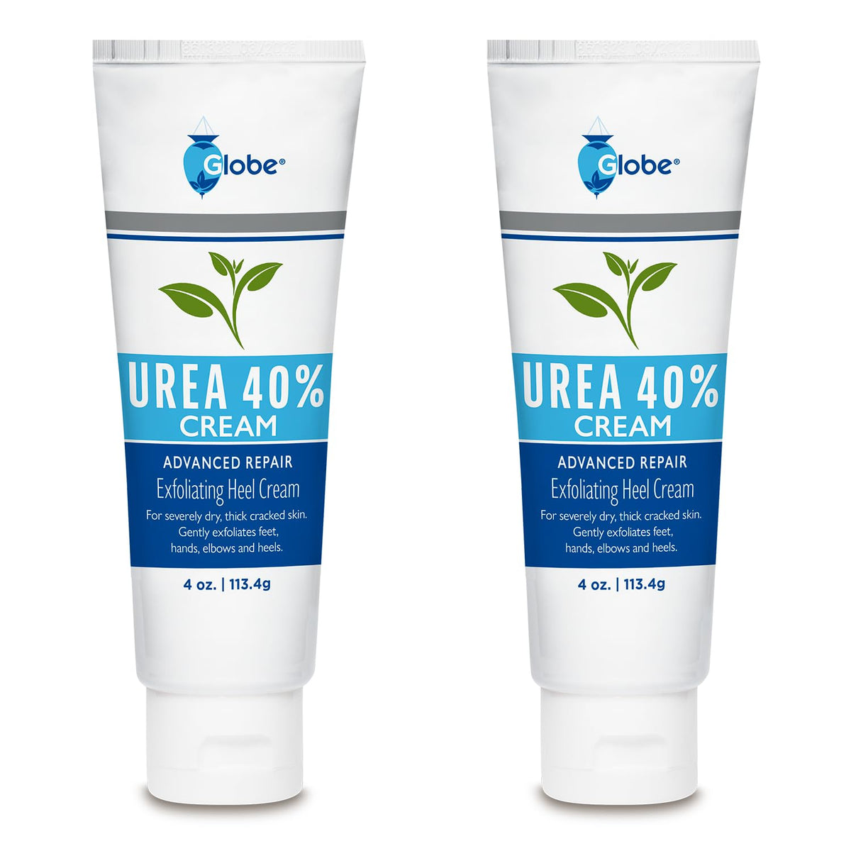 Globe Urea 40% Cream two-pack bottles front view, deep moisturization emphasis