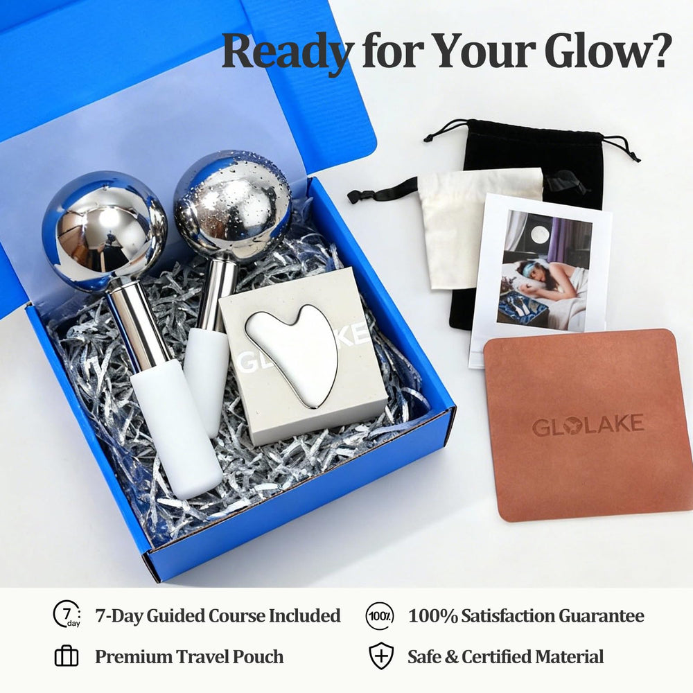 GLOLAKE gua sha tool close-up reveals mirror finish for easy gliding.