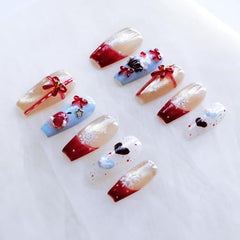 GLORS hand-crafted press-on nails in medium ballerina shape