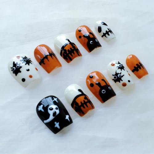 GLORS Halloween nails orange black white stripes for bold seasonal look at events