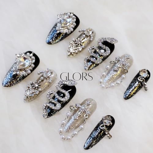 GLORS serpent-design nails deliver bold gothic glamour for nights out.