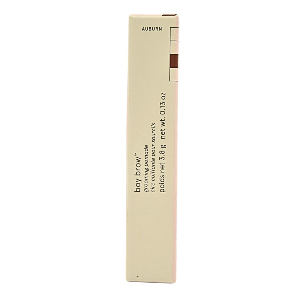 Glossier Boy Brow Auburn close-up hair coating highlights lightweight, flexible hold on brows.