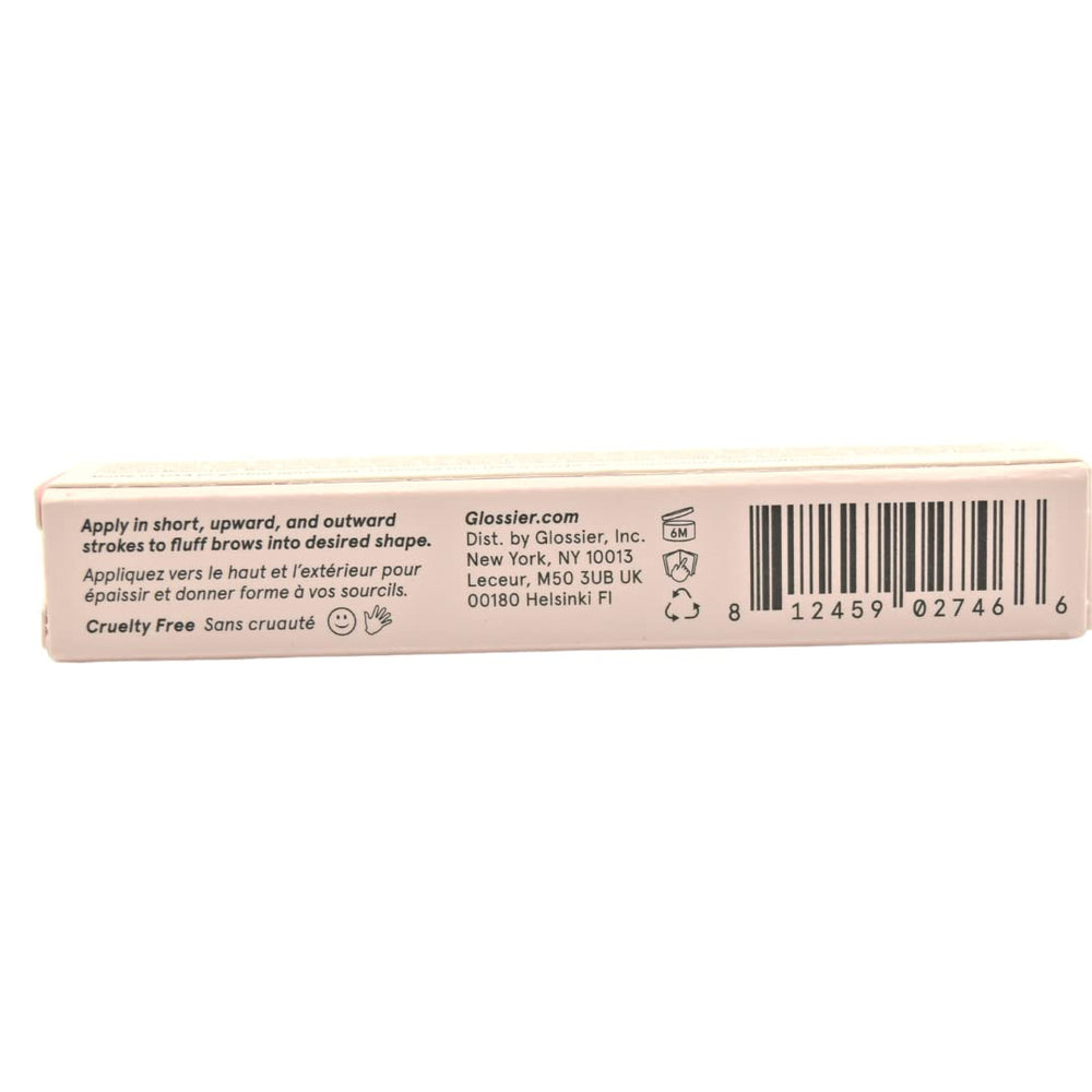 Glossier Boy Brow gel-texture closeup emphasizes creamy conditioning formula.