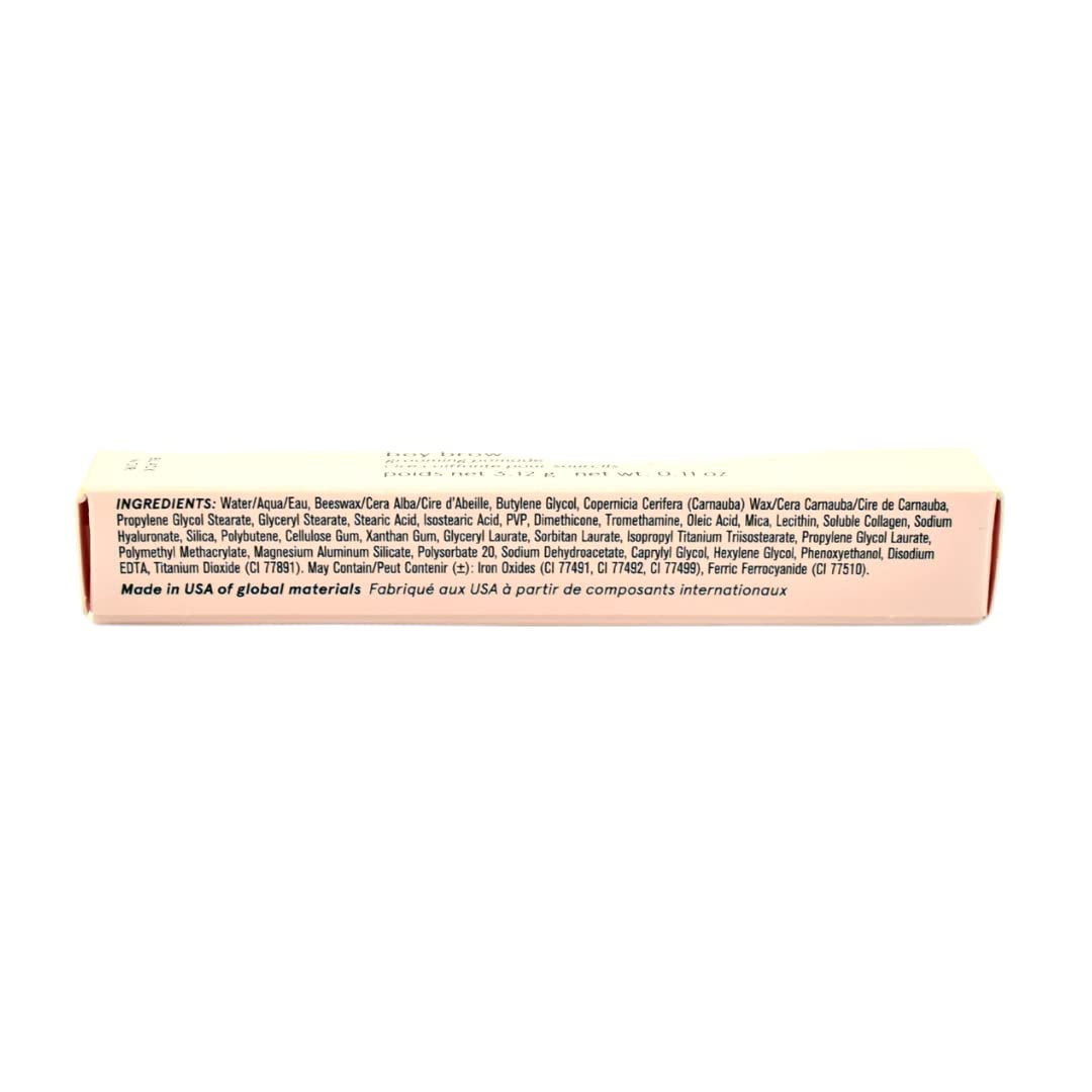 Packaging highlights gluten-free and cruelty-free credentials of Glossier Boy Brow.
