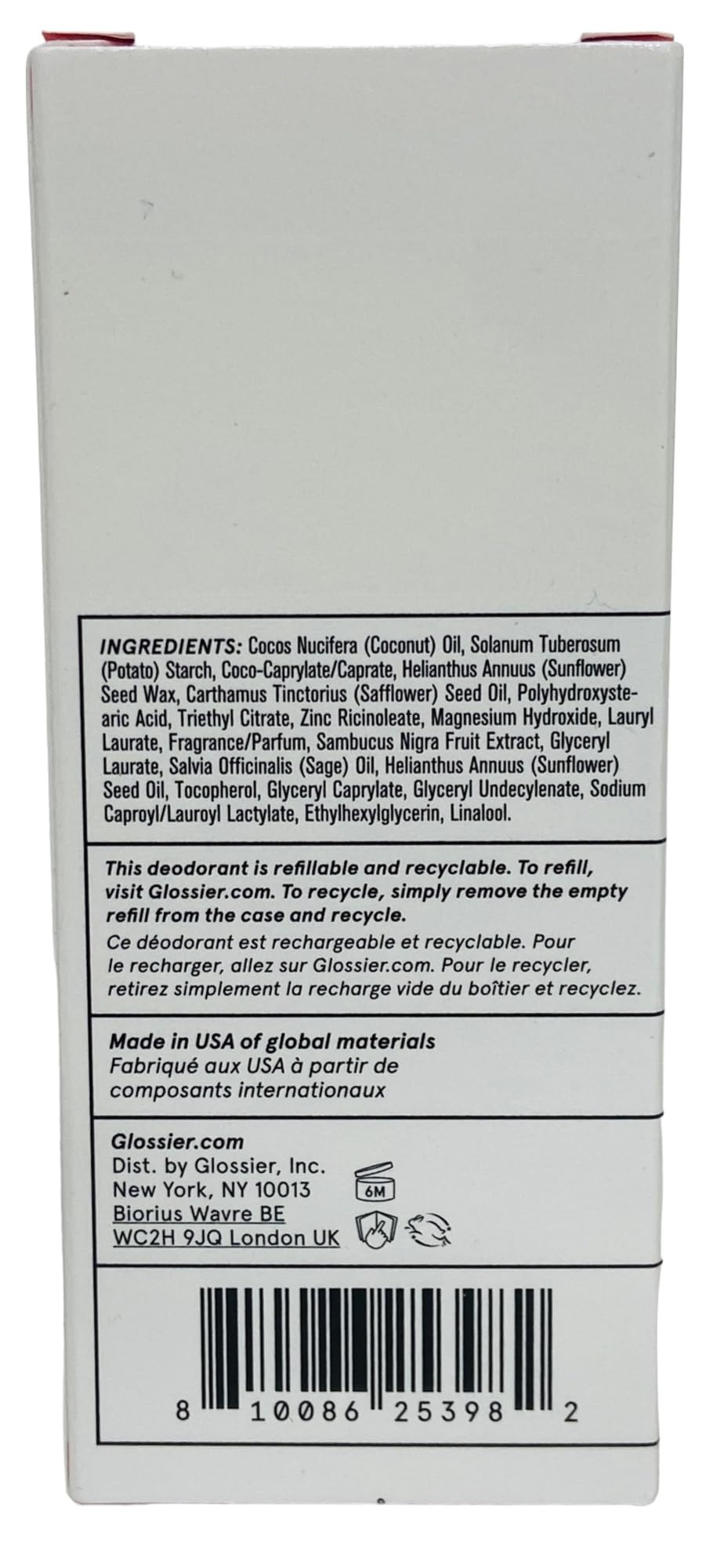 Glossier deodorant application shows smooth glide for comfortable wear.