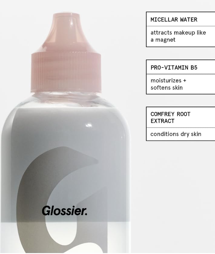Glossier Milky Oil pump dispenser enables mess-free application and removal.