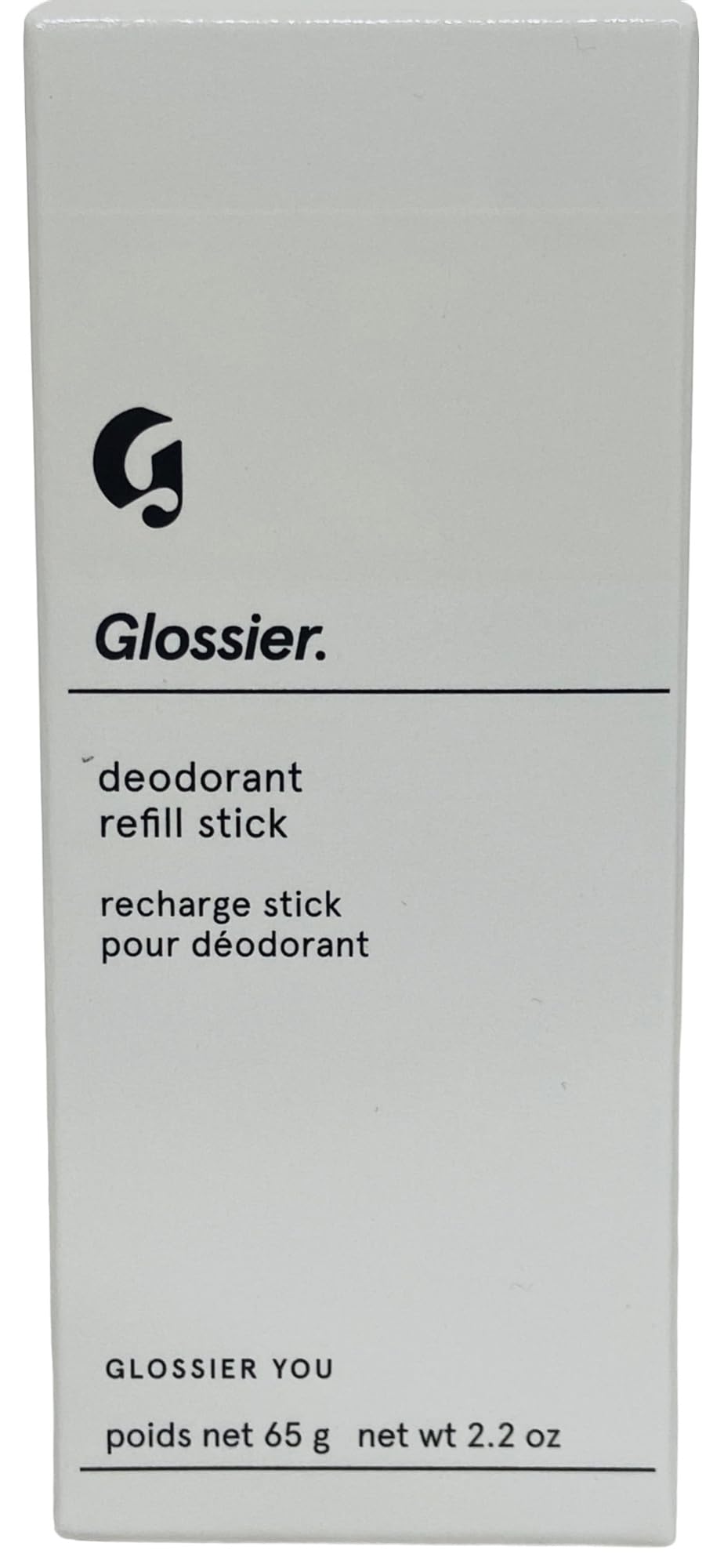 Glossier Recharge Stick bottle, compact aluminum-free option for daily fresh confidence.