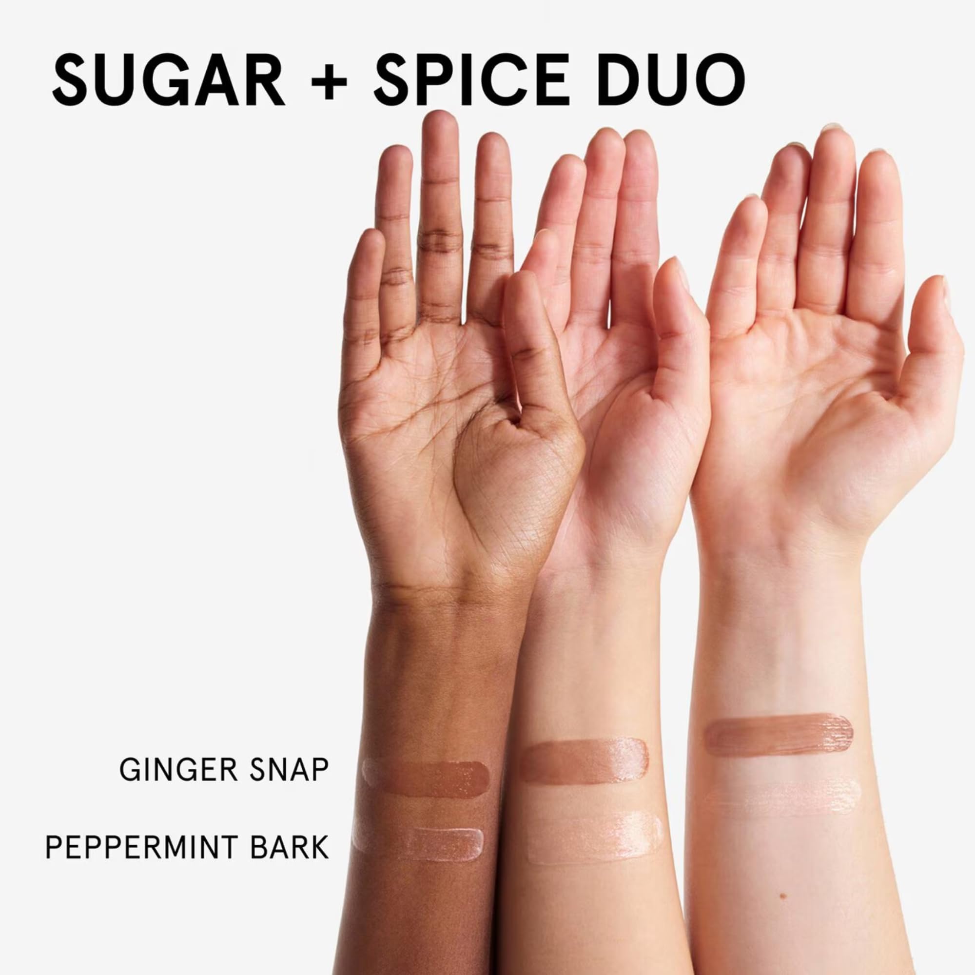 Glossier Sugar + Spice peppermint bark tin with clear tint and ruby shimmer