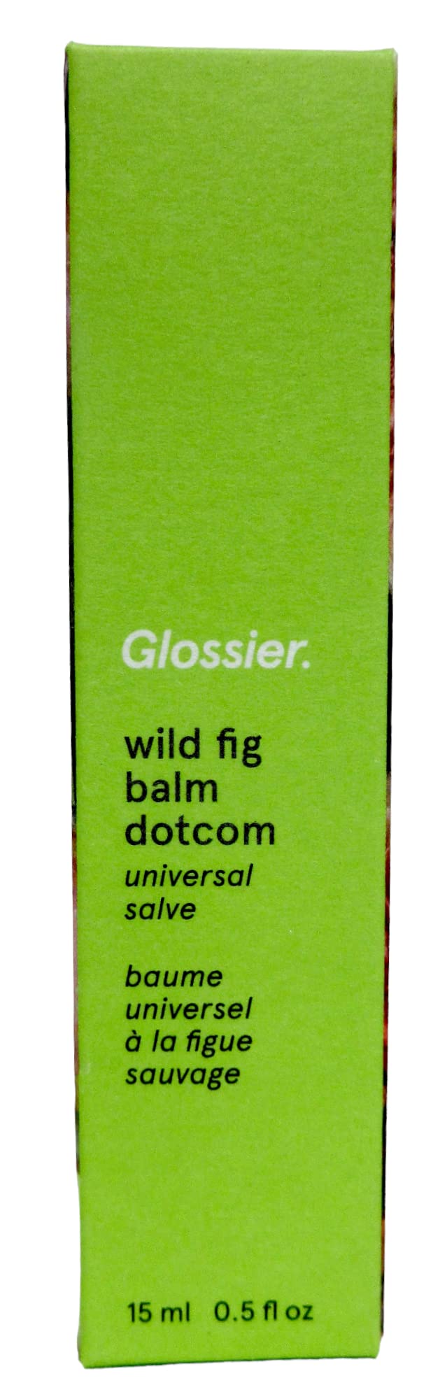 Emballage du Glossier Balm Dotcom Wild Fig prêt à emporter.